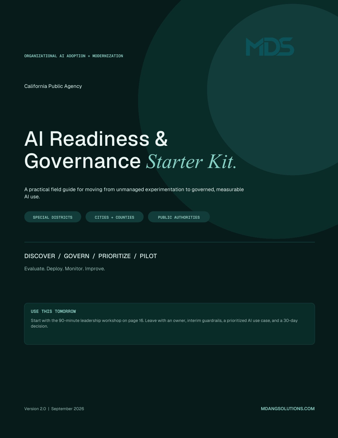 Cover of the California Public Agency AI Readiness and Governance Starter Kit