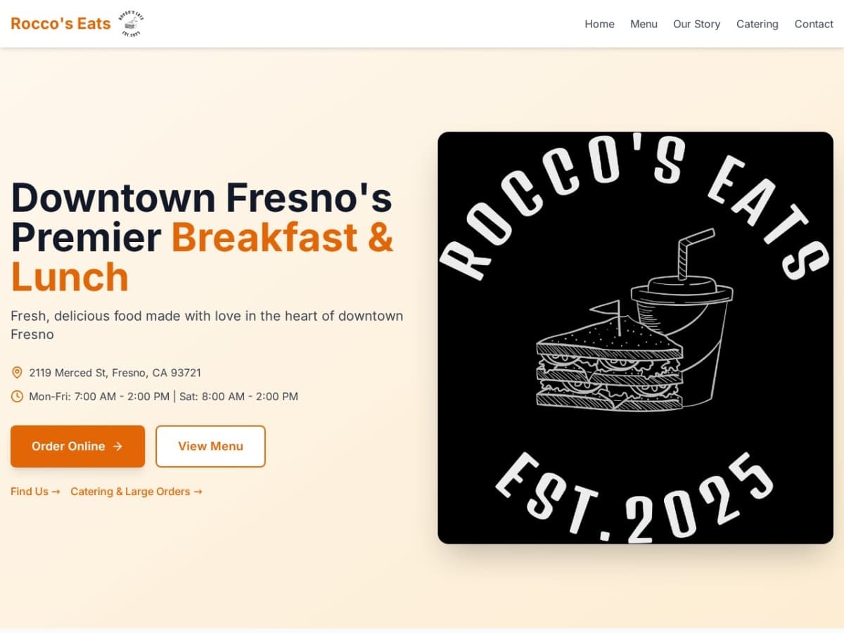 Rocco's Eats website preview