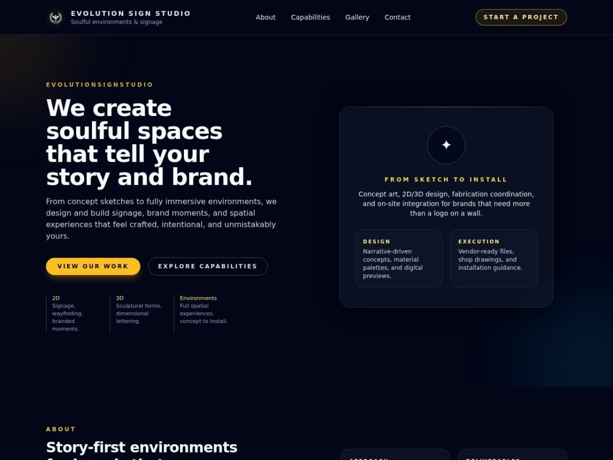 Evolution Sign Studio website preview